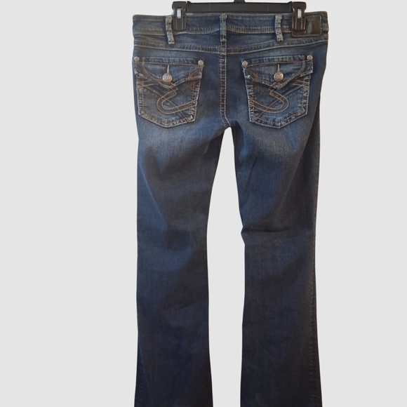 Silver Jeans Co. Pioneer Bootcut Jeans W32 L33 Dark Wash Distressed - Picture 3 of 8